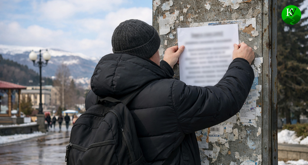 Расклейка листовок. Иллюстрация создана «Кавказским узлом» с помощью ИИ в программе Copilot Расклейка листовок. Иллюстрация создана «Кавказским узлом» с помощью ИИ в программе Copilot
