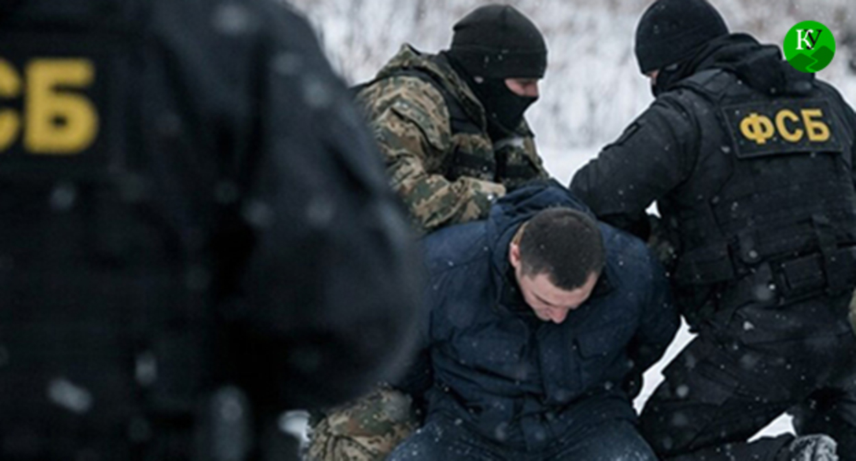 Сотрудники ФСБ во время задержания. Иллюстрация создана "Кавказским узлом" с помощью ИИ в программе Copilot Сотрудники ФСБ во время задержания. Иллюстрация создана "Кавказским узлом" с помощью ИИ в программе Copilot