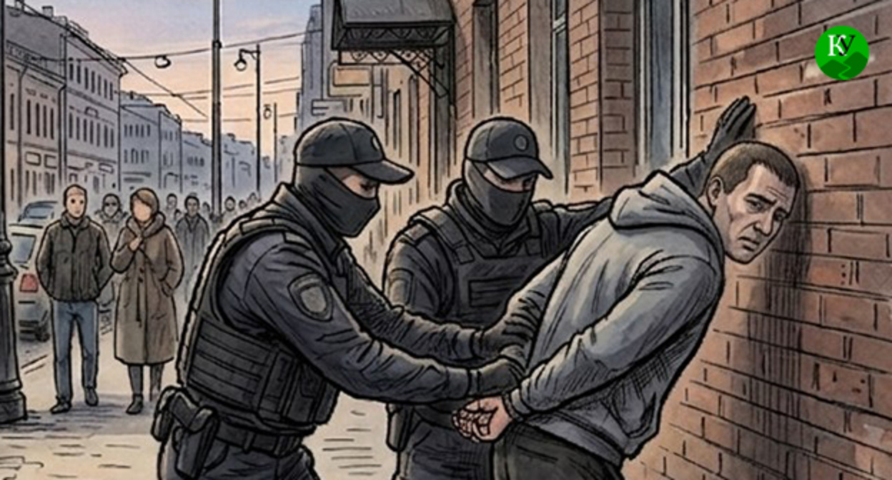 Сотрудники правоохранительных органов задерживают мужчину. Иллюстрация создана "Кавказским узлом" при помощи ИИ в программе Copilot Сотрудники правоохранительных органов задерживают мужчину. Иллюстрация создана "Кавказским узлом" при помощи ИИ в программе Copilot