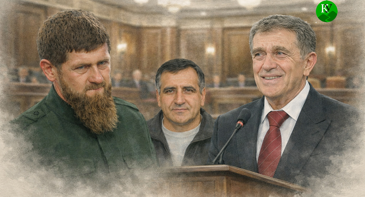Рамзан Кадыров, Ахмедпаша Умаханов, Ахмат Салпагаров. Иллюстрация создана "Кавказским узлом" при помощи ИИ в программе Copilot Рамзан Кадыров, Ахмедпаша Умаханов, Ахмат Салпагаров. Иллюстрация создана "Кавказским узлом" при помощи ИИ в программе Copilot