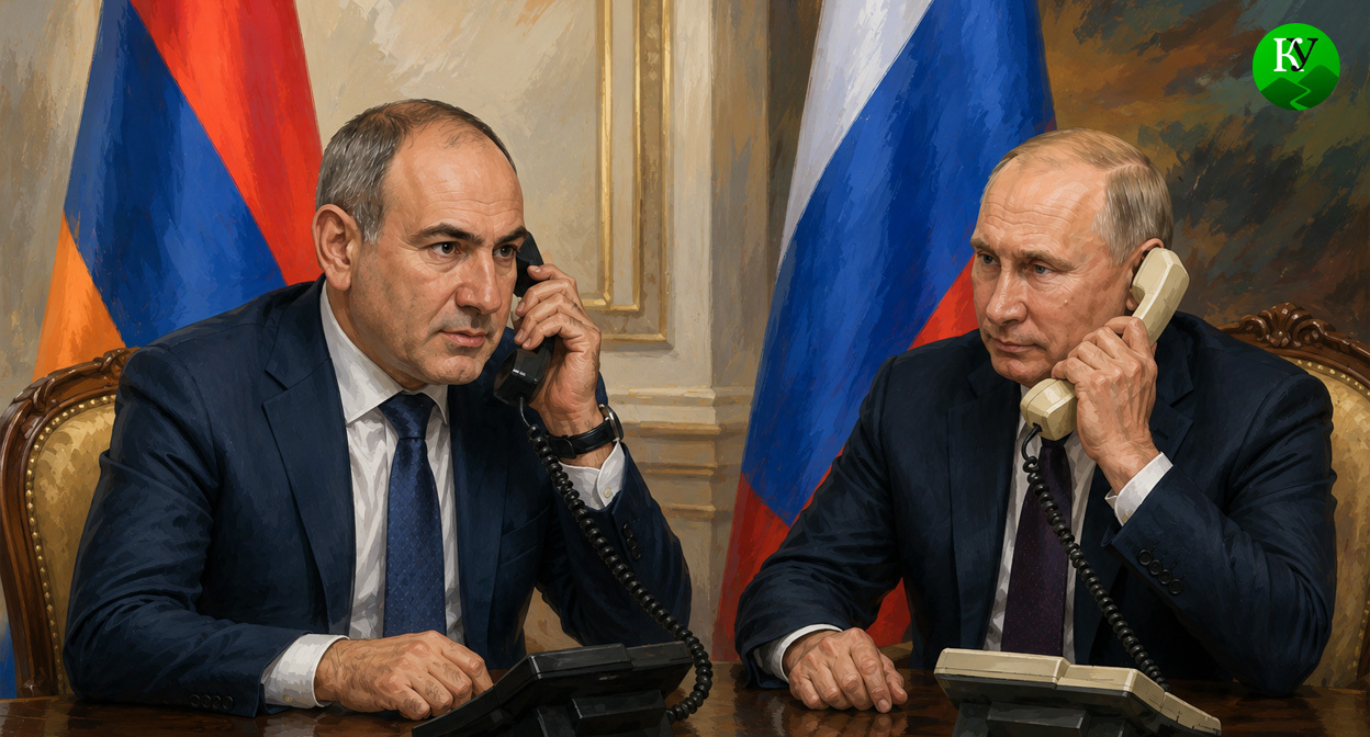 Пашинян и Путин. Иллюстрация создана «Кавказским узлом» с помощью ИИ в программе Copilot Пашинян и Путин. Иллюстрация создана «Кавказским узлом» с помощью ИИ в программе Copilot