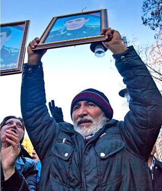 Участник акции. Баку, 12 января 2013 г. Фото Азиза Каримова для "Кавказского узла"