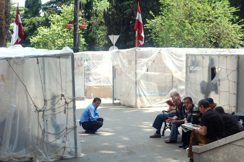 Тбилиси, проспект Руставели, палаточный городок оппозиции, 15 мая 2009 года. Фото "Кавказского Узла"