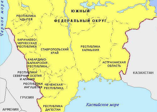 Южный федеральный округ на карте. Источник: http://openbudget.karelia.ru