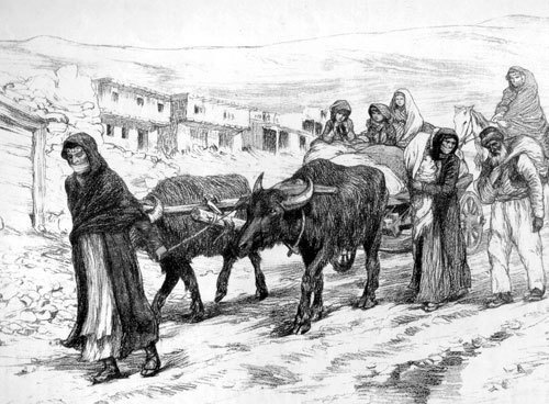 Фрагмент рисунка "Армянские беженцы" художника А. Петрова, 1915 год. Источник: http://ru.wikipedia.org
