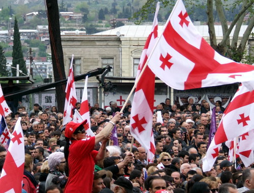 Акция "Единого национального движения" в Тбилиси 19 апреля 2013 г. Фото Эдиты Бадасян для "Кавказского узла"