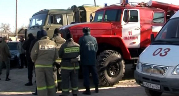 На месте спецоперации в селе Карланюрт Хасавбртовского района Дагестана. 15 января 2014 г. Фото НАК, http://nac.gov.ru