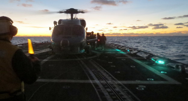 Взлетная палуба фрегата USS Taylor ВМС США. 16 января 2014 г. Фото: U.S. Navy photo by Lt. j.g. David Hancock/Released