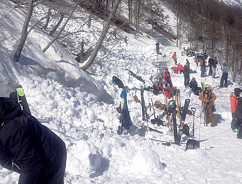 На месте схода лавины 23 марта 2014 г. Фото ГУ МЧС РФ по Краснодарскому краю, http://www.23.mchs.gov.ru/operationalpage/emergency/detail.php?ID=27030