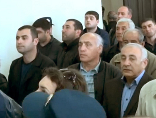 В зале суда во время вынесения приговора по делу об избиении военных врачей у ресторана "Арснакар". Ереван, 24 марта 2014 г. Кадр из репортажа телекомпании "A1+", http://ru.a1plus.am/1263288.html