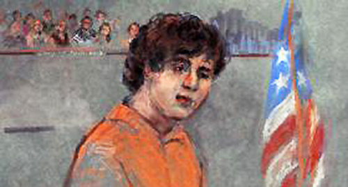 Джохар Царнаев, рисунок из зала суда в Бостоне. Фото: http://www.svoboda.org/content/us-terror-tsarnaev/25427304.html