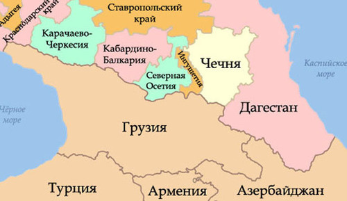Карта Кавказского региона. Фото: Caucasus Map Karta Kavkaza https://ru.wikipedia.org