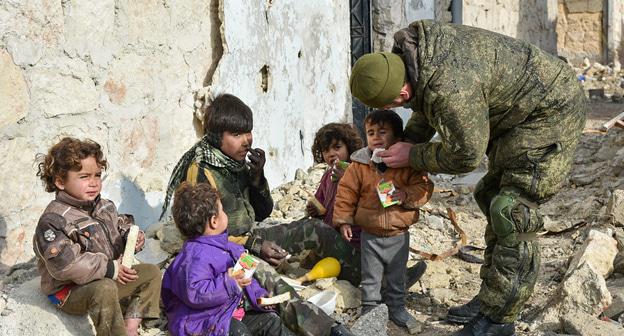 Дети в Алеппо (Сирия). Фото Минобороны России. mil.ru
