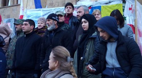 Заза Саралидзе и другие участники акции в Тбилиси. 1 декабря 2018 года. Фото Галины Готуа для "Кавказского узла"