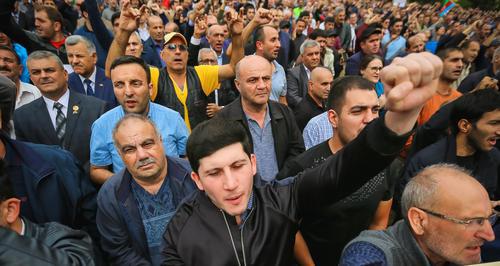 Протестующие в Азербайджане. Фото Азиза Каримова для "Кавказского узла"