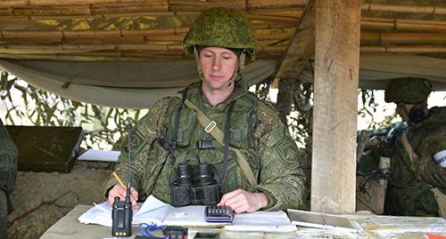 Военнослужащий во время учений. Фото: пресс-служба Южного военного округа