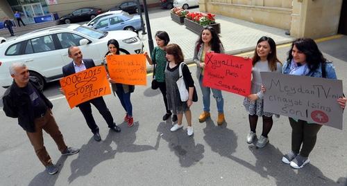 Акция протеста журналистов против запрета на выезд из Азербайджана. Баку, 3 мая 2019 года. Фото Азиза Каримова для "Кавказского узла".