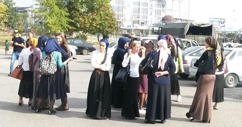 Сбор участников шествия в Грозном. Фото корреспондента "Кавказского узла"