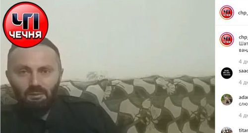 Видеообращение заместителя кадия Шатойского района. Скриншот видео https://www.instagram.com/p/B3tmmJslyZw/
