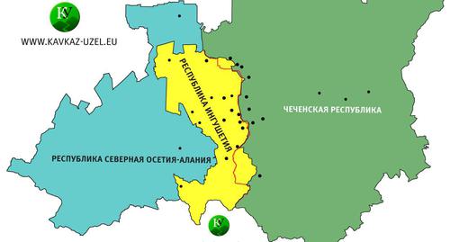 Изменение границ между Чечней и Ингушетией по соглашению от 26 сентября 2018 года. Карта "Кавказского узла"