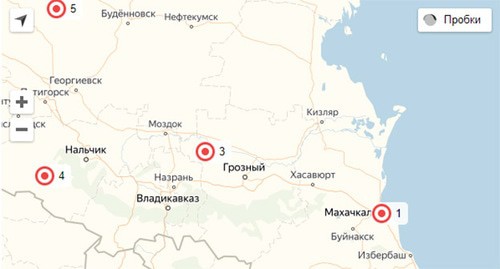 Карта распространения коронавируса. Скриншот "Кавказского узла"