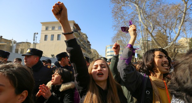  Протестная акция в Баку. Фото Азиза Каримова для “Кавказского узла” 