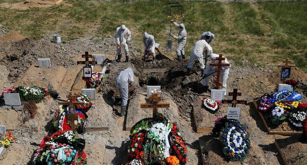 Похороны во время эпидемии COVID 19. Фото  REUTERS/Anton Vaganov