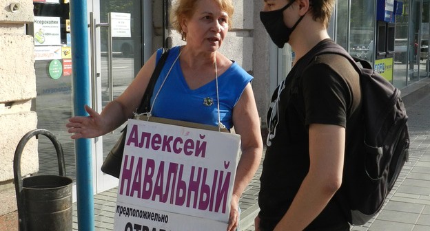 Тамара Гродникова  на акции. Фото Татьяны Филимоновой для "Кавказского узла"