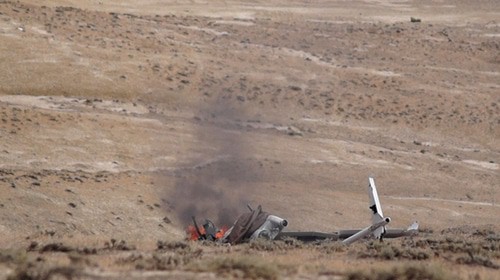 Сбитый беспилотник на армяно-азербайджанской границе. Фото пресс-службы МО Азербайджана
