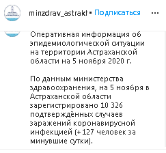 Скриншот сообщения со страницы Минздрава Астраханской области в Instagram https://www.instagram.com/p/CHM2MtTAxGo/