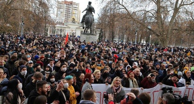 Акция протеста в Краснодаре 23 января 2021 года, фото Анны Грицевич