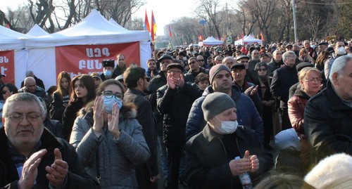 Участники митинга оппозиции в Ереване. 3 марта 2021 г. Фото Тиграна Петросяна для "Кавказского узла"