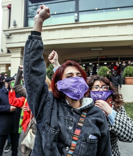 Активистки выражают протест против нарушения прав женщин. Баку, 8 марта 2021 года. Фото Азиза Каримова для "Кавказского узла".