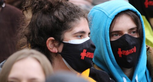 Участницы акции протеста в Тбилиси. Фото Инны Кукуджановой для "Кавказского узла"