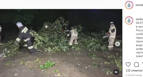 В г.о. Нальчик в результате падения деревьев произошло повреждение линий электропередачи. Скриншот сообщения https://www.instagram.com/p/CQ61H_hh4XP/