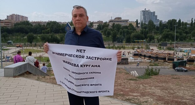 Константин Подсеваткин на пикете в Волгограде 11 сентября 2021 года. Фото Татьяны Филимоновой для "Кавказского узла".