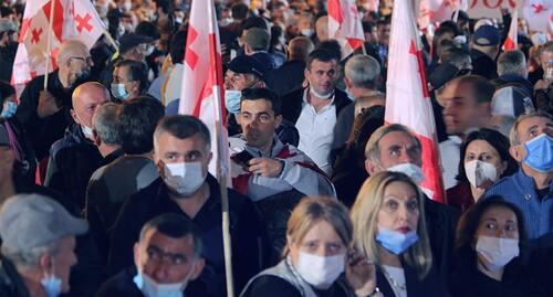 Сторонники Саакашвили на акции в Тбилиси, 14 октября. Фото И. Кукджановой для "Кавказского узла"