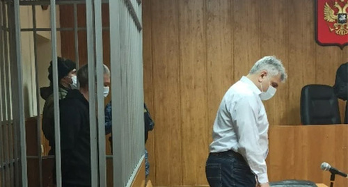 Вячеслав Хадзиев в зале суда. Фото: пресс-служба Нальчикского гарнизонного военного суда
