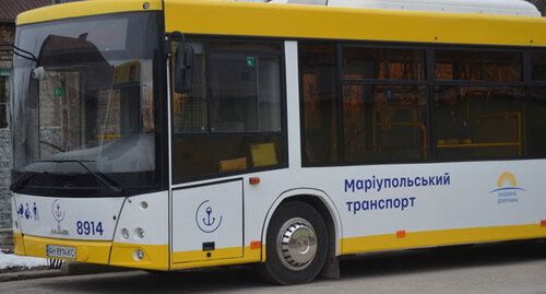 Муниципальный автобус в Мариуполе. Фото: пресс-служба Мариупольского горсовета https://mariupolrada.gov.ua/ru/news/u-mariupoli-organizovano-ruh-specmarshrutu