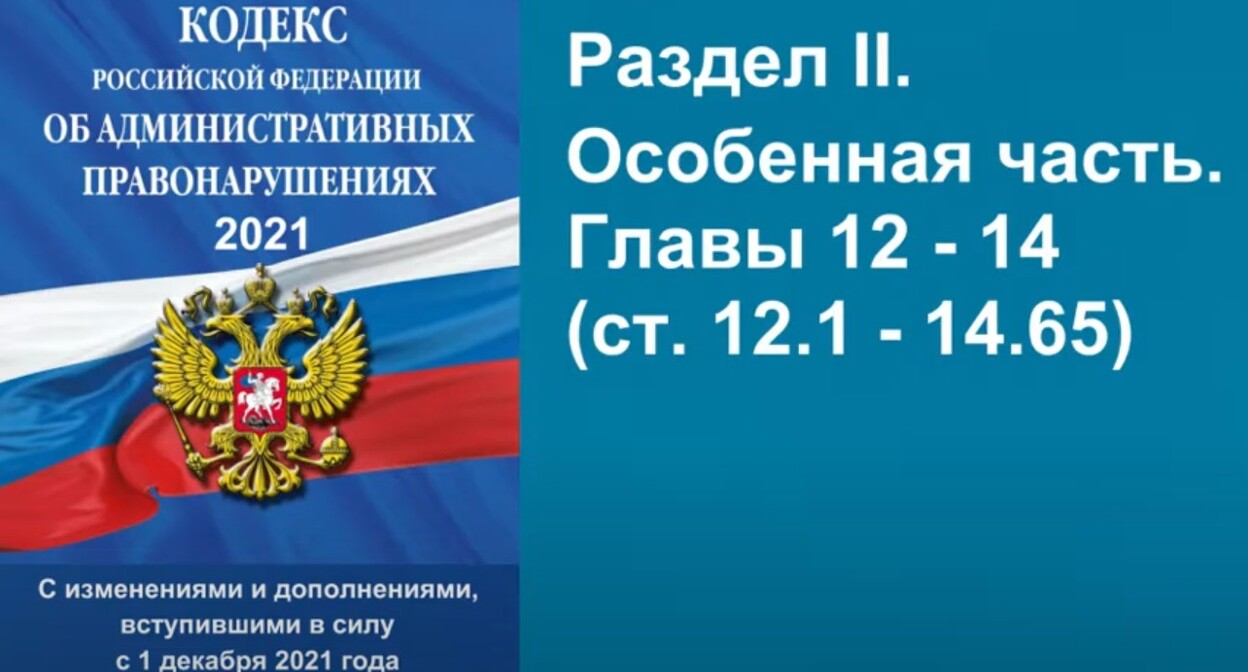 Кодекс об административных правонарушениях России. Стопкадр из видео https://www.youtube.com/watch?v=RF-CaJTL2bQ