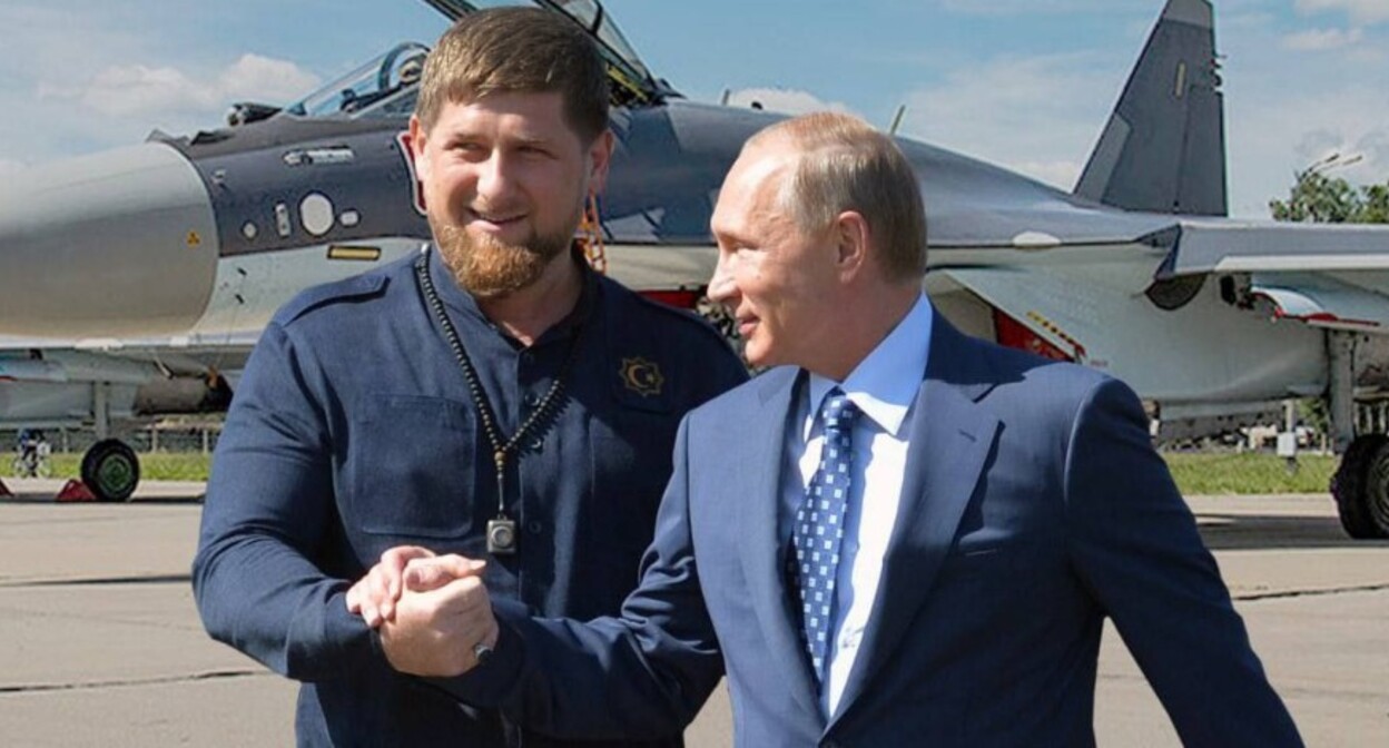 Кадыров с Путиным. Скриншот из сообщения в Telegram-канале Кадырова https://t.me/RKadyrov_95/2659