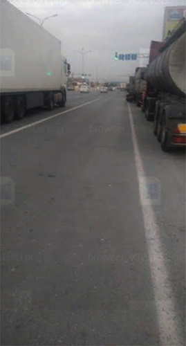 Скопление большегрузов на российско-грузинской границе. Скрнишот видео "Кавказского узла"
