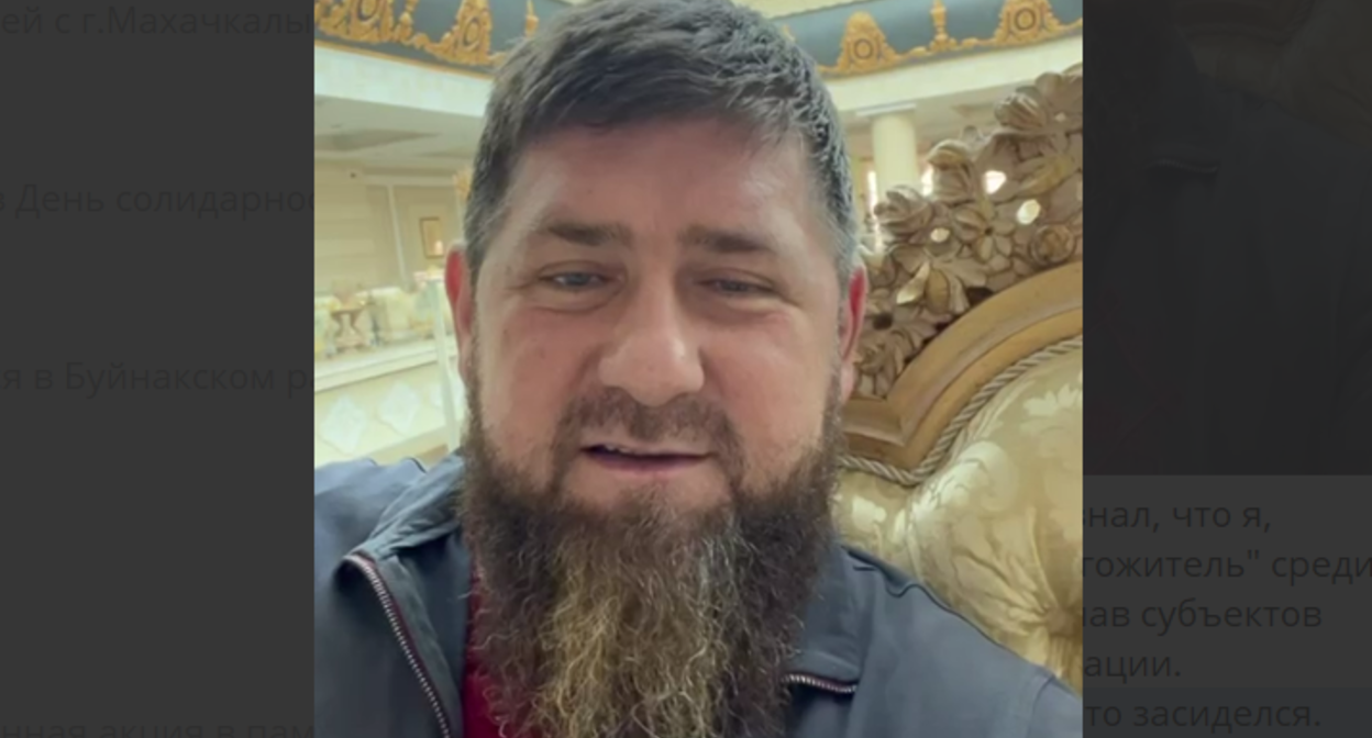 Рамзан Кадыров. Стоп-кадр видео из Telegram-канала Кадырова от 03.09.22, https://t.me/RKadyrov_95/2786.