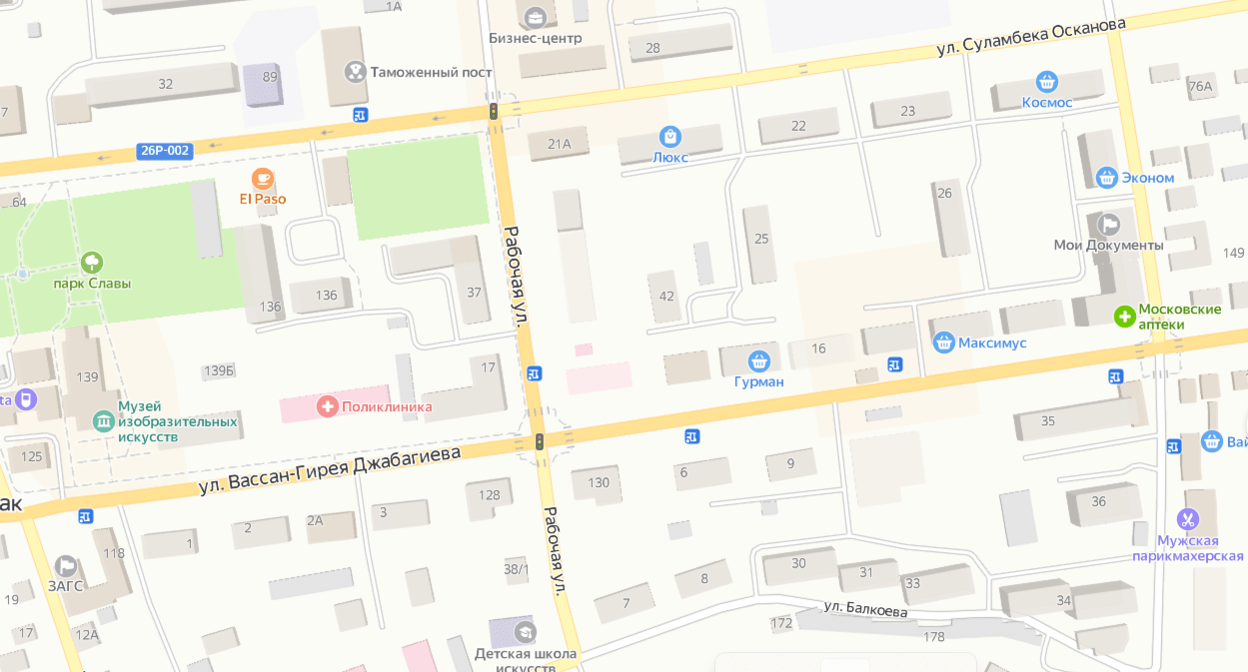 Место проведения КТО в Карабулаке. Скриншот с сервиса "Яндекс.Карты". https://yandex.ru/maps/20180/karabulak/?ll=44.913358%2C43.306339&z=17.42
