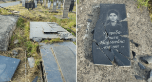 Разрушенные надгробия на кладбище в Махачкале. Фото из Telegram-канала Кирилла Кабанова от 20.07.24, https://t.me/kabanovkv/3588