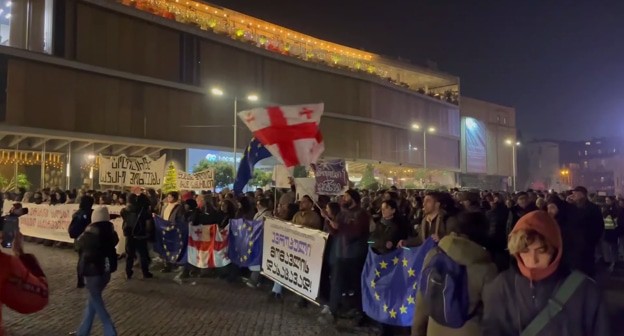 Марш протеста в Тбилиси 11.12.2024, стоп-кадр видео  https://t.me/Tbilisi_life/33832