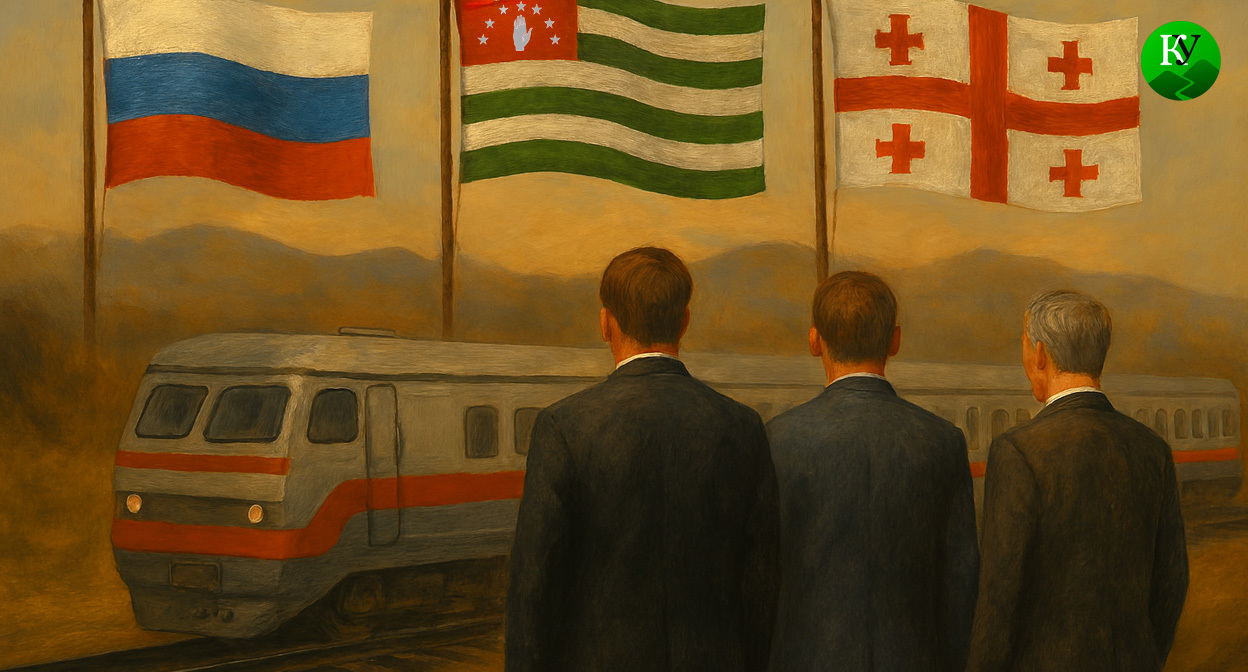 Ж/д дорога между Россией и Грузией. Иллюстрация создана «Кавказским узлом» с помощью ИИ в программе Copilot Ж/д дорога между Россией и Грузией. Иллюстрация создана «Кавказским узлом» с помощью ИИ в программе Copilot