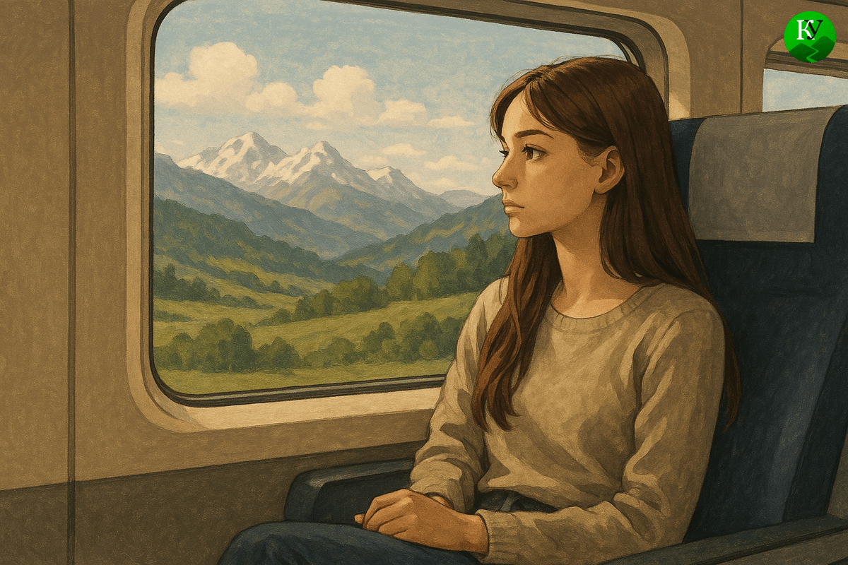 Девушка в поезде. Иллюстрация создана "Кавказским узлом" с помощью ИИ в программе Copilot Девушка в поезде. Иллюстрация создана "Кавказским узлом" с помощью ИИ в программе Copilot