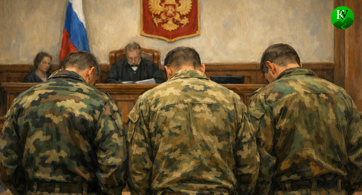 Военные в суде. Иллюстрация создана «Кавказским узлом» с помощью ИИ в программе Copilot Военные в суде. Иллюстрация создана «Кавказским узлом» с помощью ИИ в программе Copilot