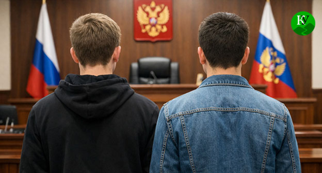 Молодые люди в зале суда. Иллюстрация создана "Кавказским узлом" при помощи ИИ в программе Copilot Молодые люди в зале суда. Иллюстрация создана "Кавказским узлом" при помощи ИИ в программе Copilot